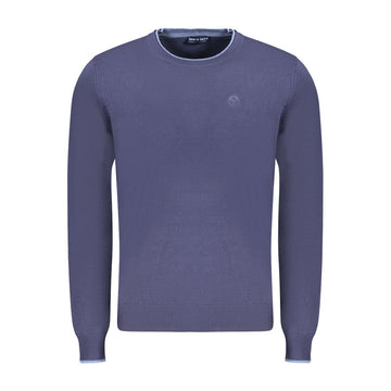 Blue Cotton Men Sweater