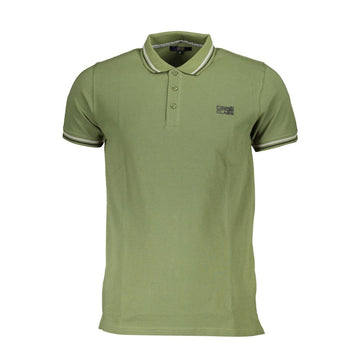 Green Cotton Men Polo Shirt