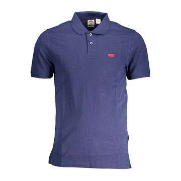 Blue Cotton Men Polo Shirt