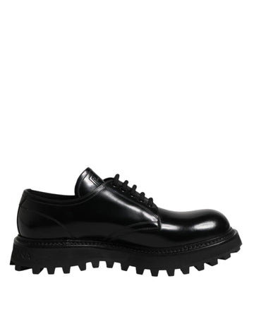 Black Leather Lace Up Derby Men Dress Shoes