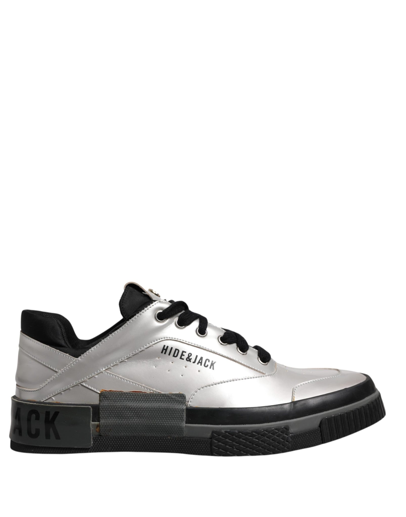 Metallic Silver Low Top Lace Up Sneakers Shoes