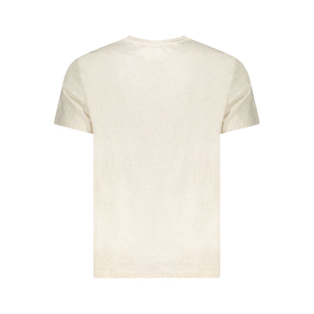 Beige Cotton Men T-Shirt