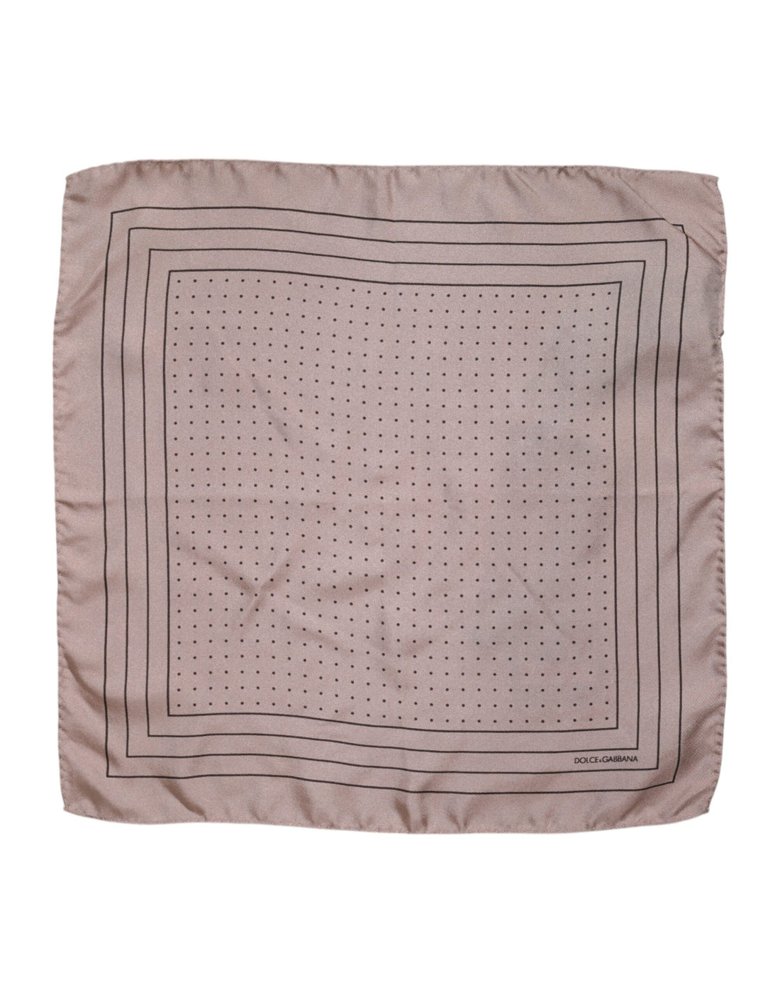 Beige Dotted Silk Square Men Foulard Scarf