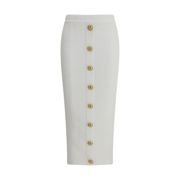 White Viscose Midi Skirt
