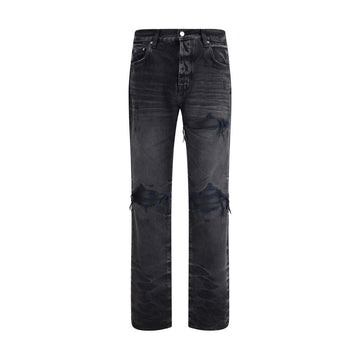 Black Cotton Straight-Leg Jeans
