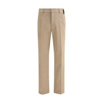 Brown Cotton Casual Pants