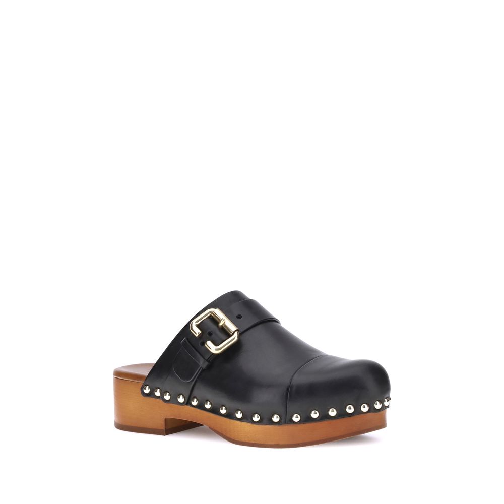 Black Calf Leather Bos Taurus Clogs