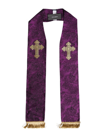 Purple Silk Fringes Cross Men Foulard Scarf