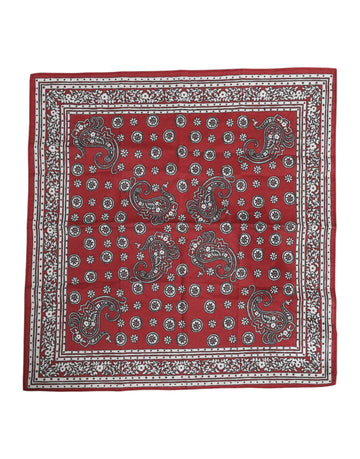 Red Floral Cotton Square Foulard Scarf