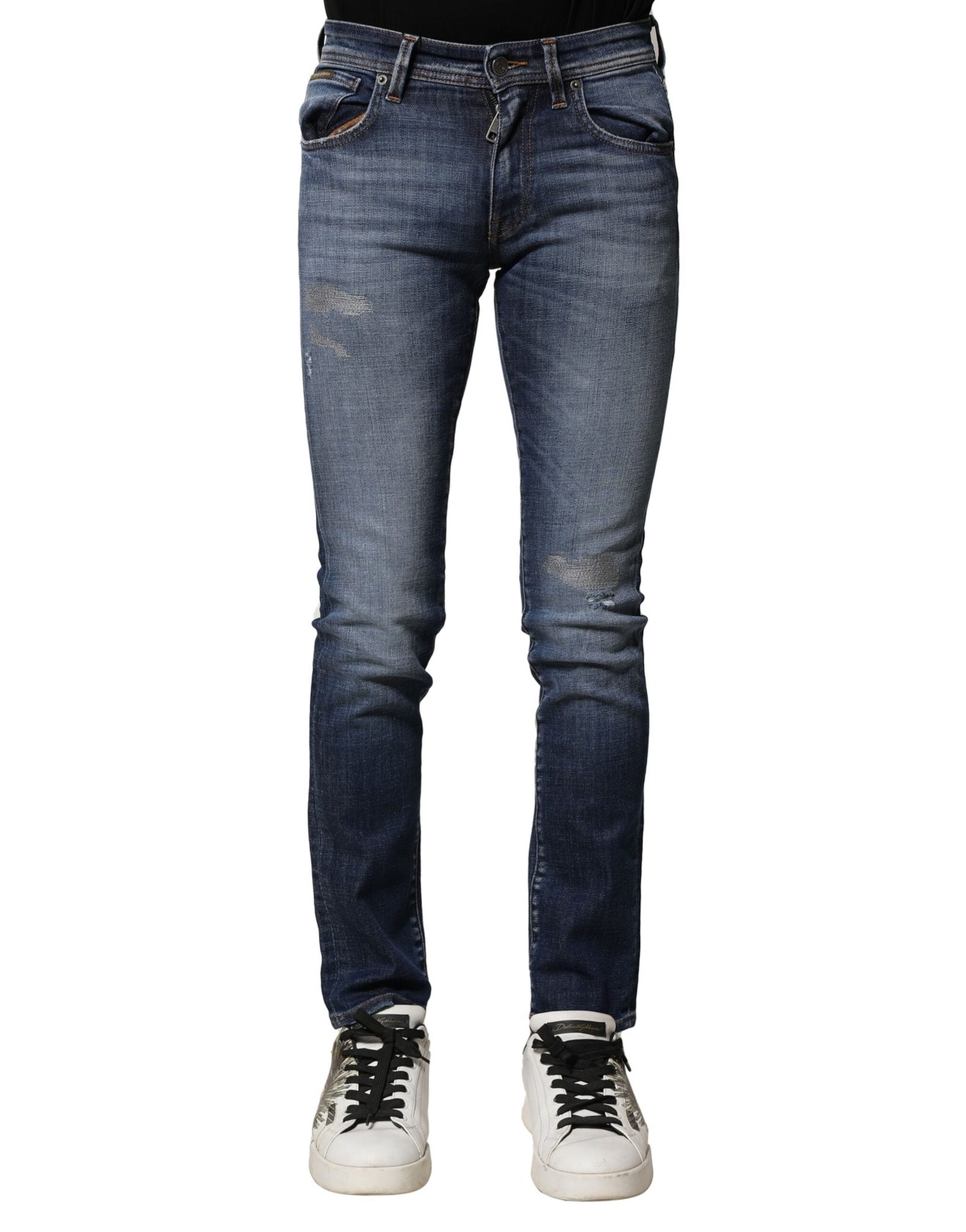 Blue Washed Cotton Slim Fit Men Denim Jeans