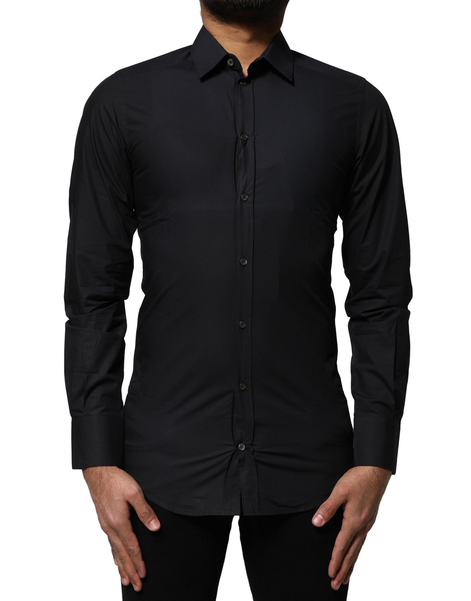 Black Cotton GOLD Long Sleeves Dress Shirt