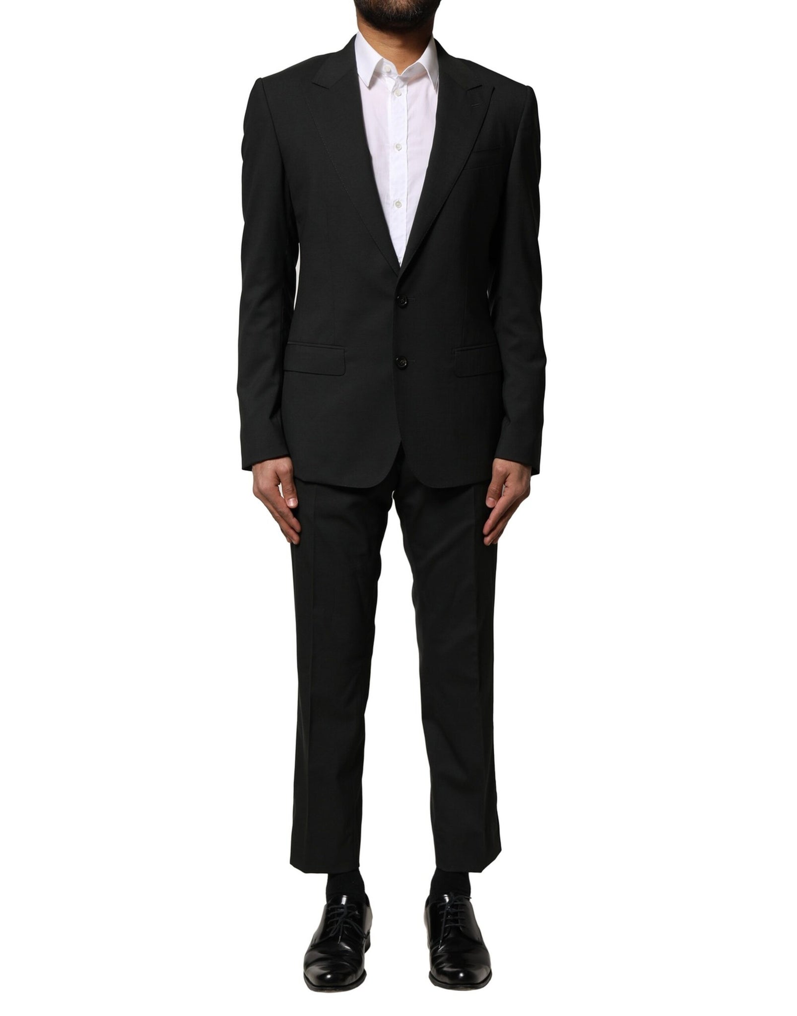 Black Wool 2 Piece Single Breasted Suit
