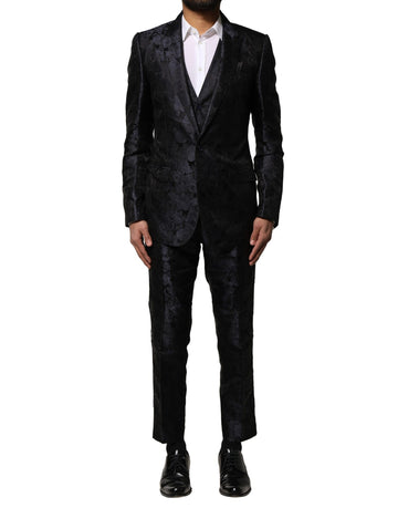 Black Jacquard 3 Piece Single Breasted Suit