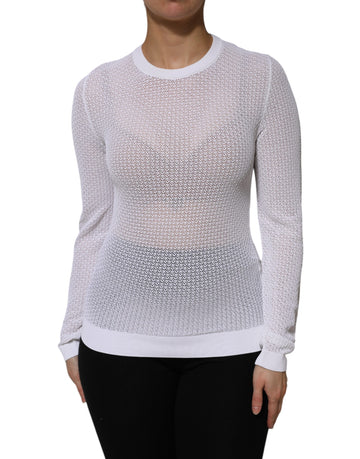 White Round Neck Long Sleeves Pullover Top