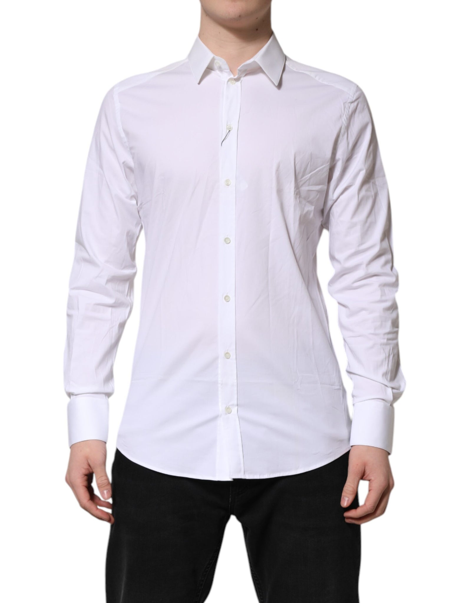 White GOLD Cotton Collared Dress Shirt Top