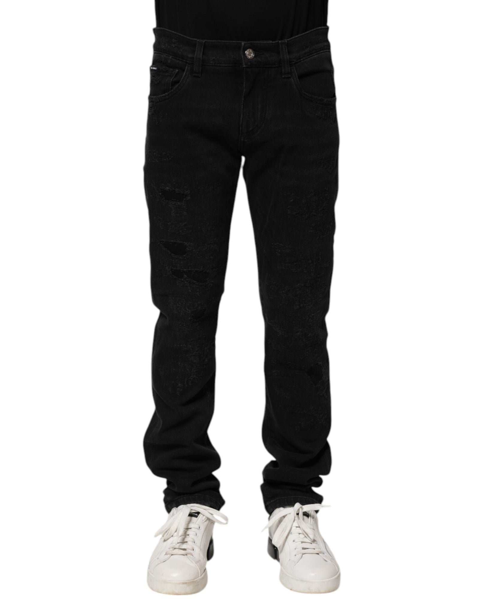 Black Cotton Skinny Men Denim Jeans