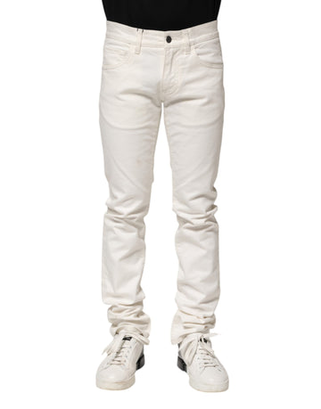 White Cotton Skinny Men Denim Jeans