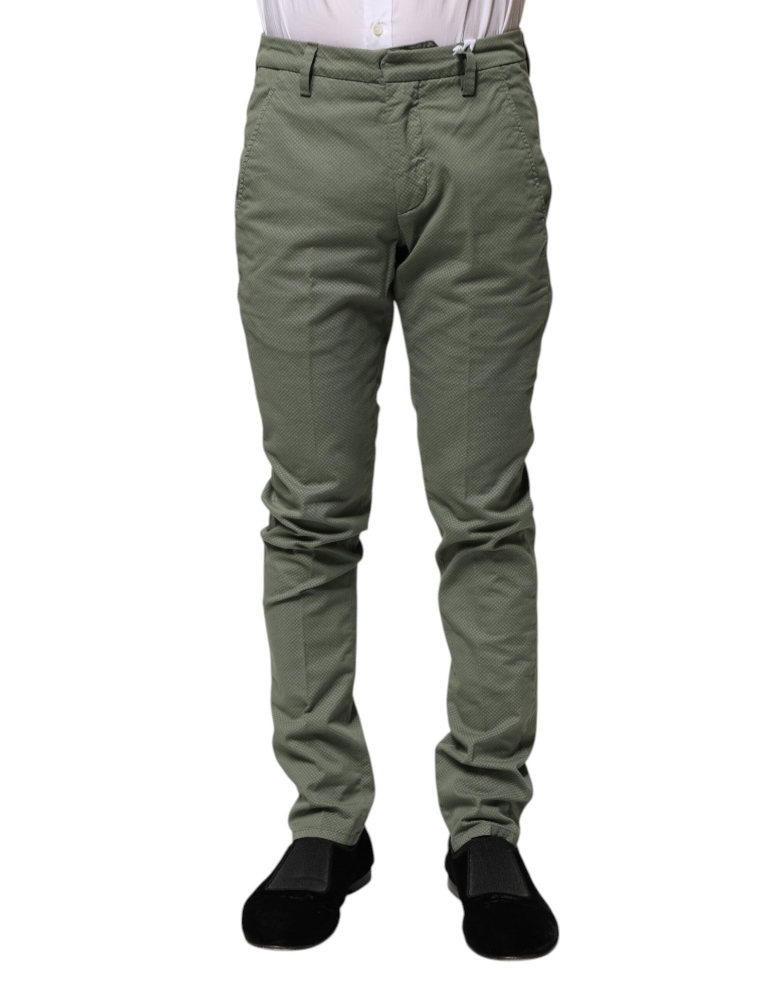 Green Mid Waist Skinny Fit Casual Pants