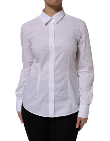 White Cotton Long Sleeves Collared Top Shirt