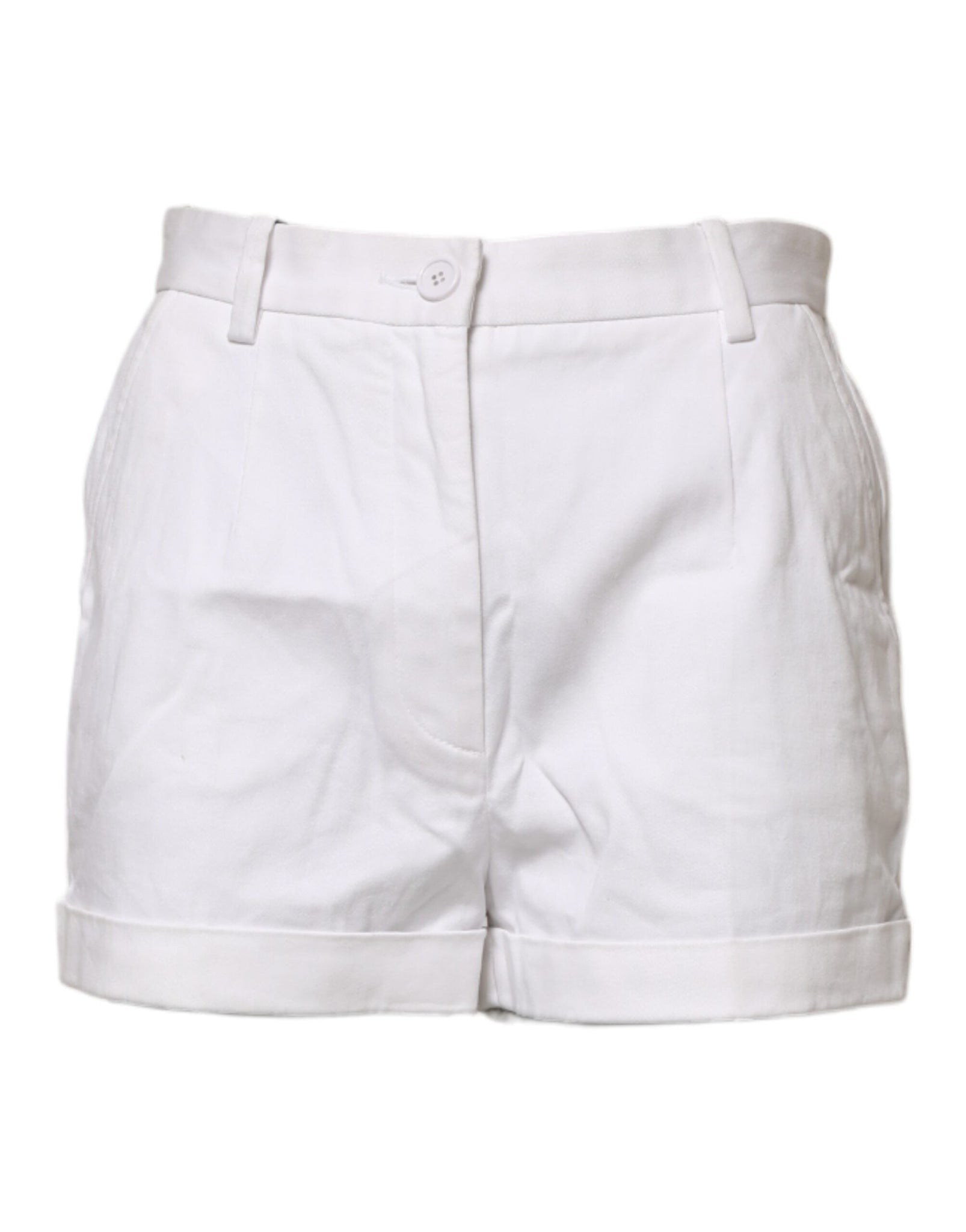White Cotton Mid Waist Women Bermuda Shorts