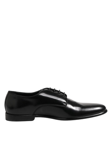 Black Leather Lace Up Derby Men Dress Shoes