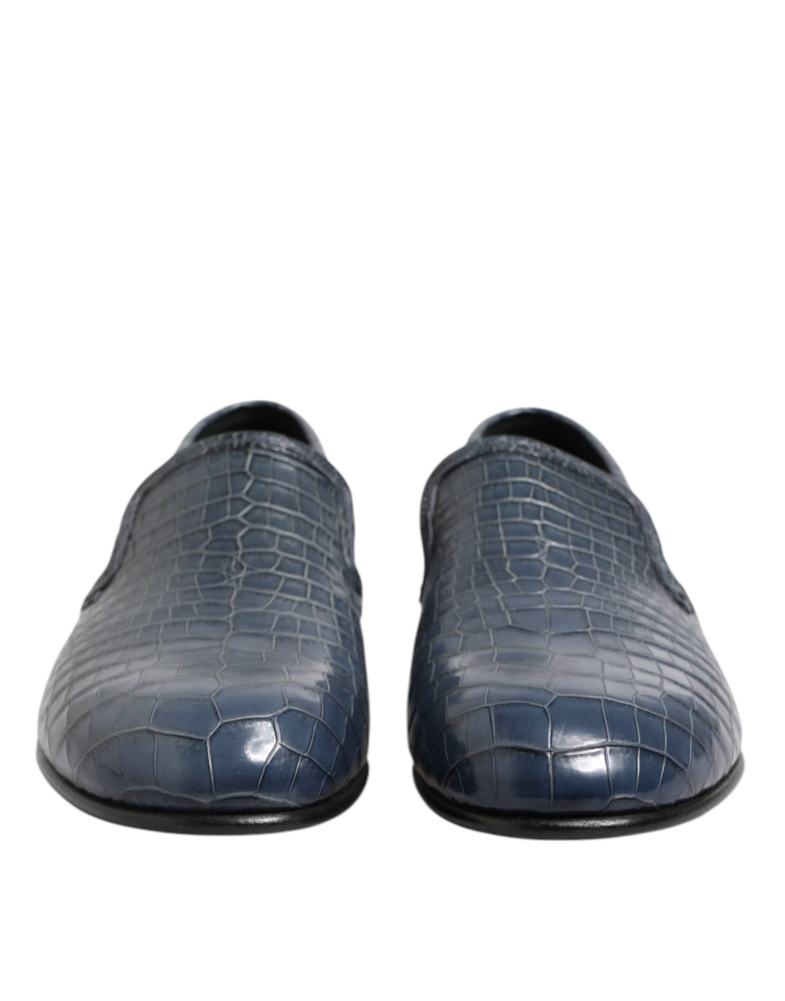 Blue Exotic Leather Slip On Loafers Men Dress Shoes