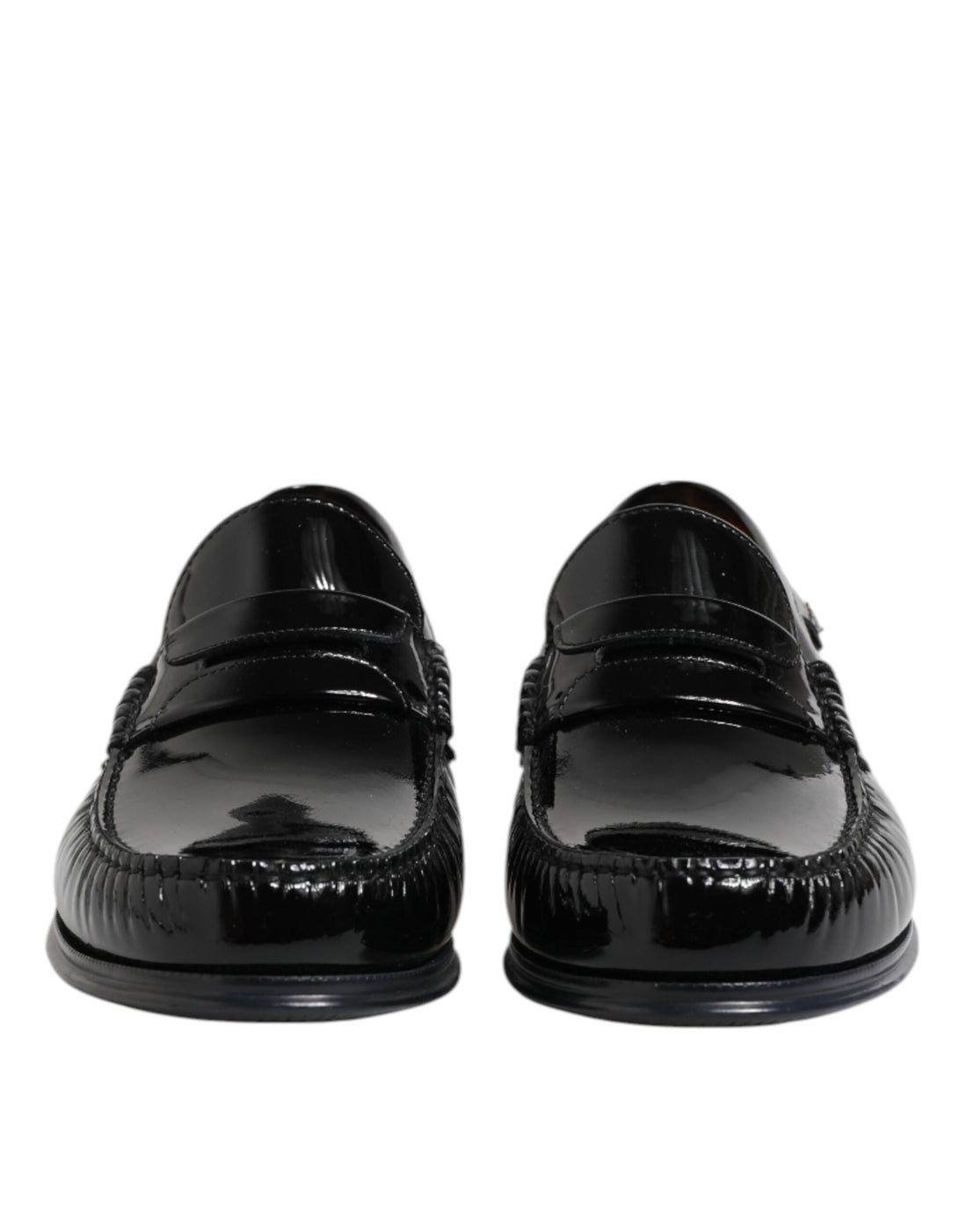 Black Leather Slip On Loafers Dress Shoes