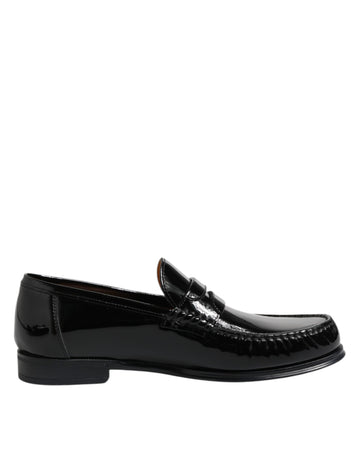 Black Leather Slip On Loafers Dress Shoes