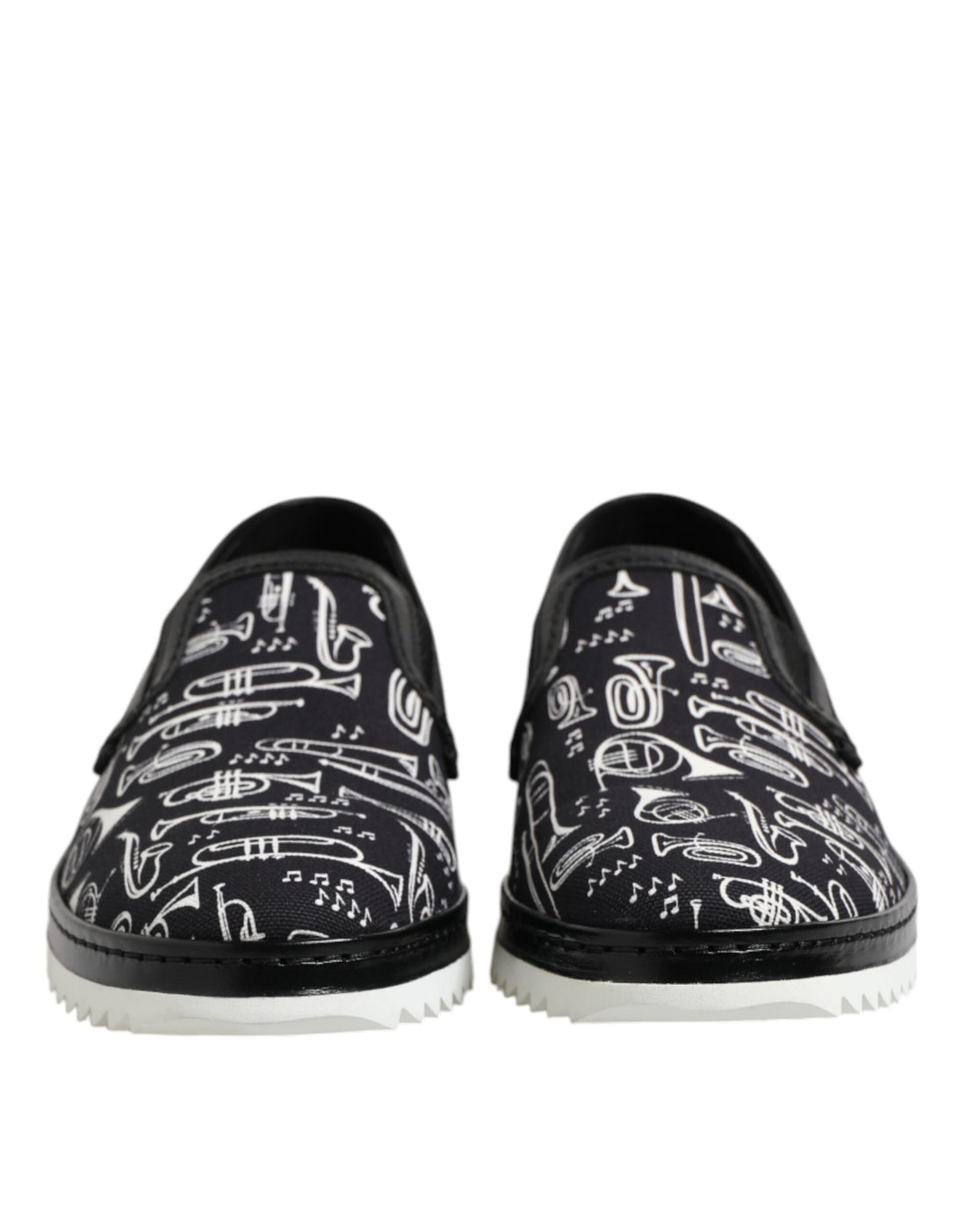 Black Slip On Printed Men Loafers Shoes