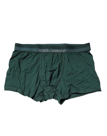 Green Cotton Regular Men Boxer Brief Underwear