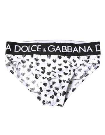 White Heart Printed Regular Brief Underwear