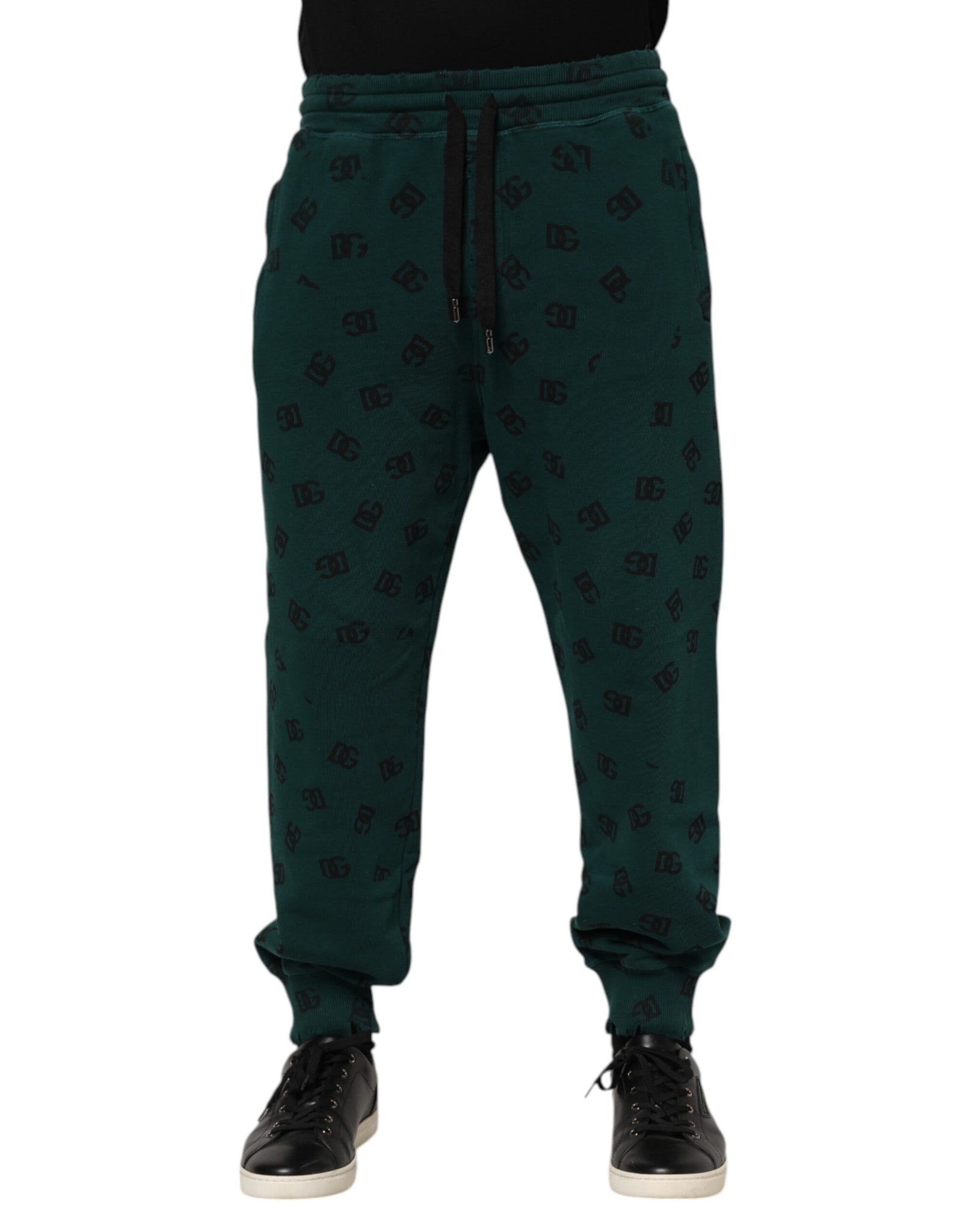 Green Logo Print Jogger Men Sweatpants Pants