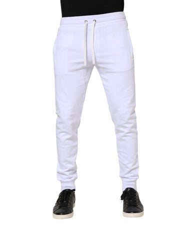 White Cotton Drawstring Jogger Pants