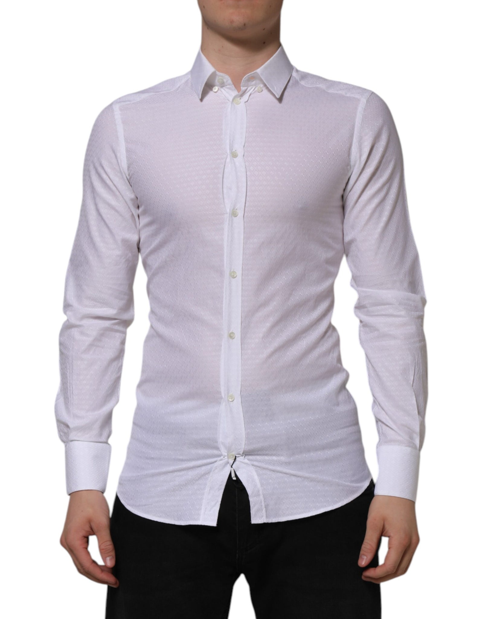 White Cotton GOLD Long Sleeves Formal Shirt