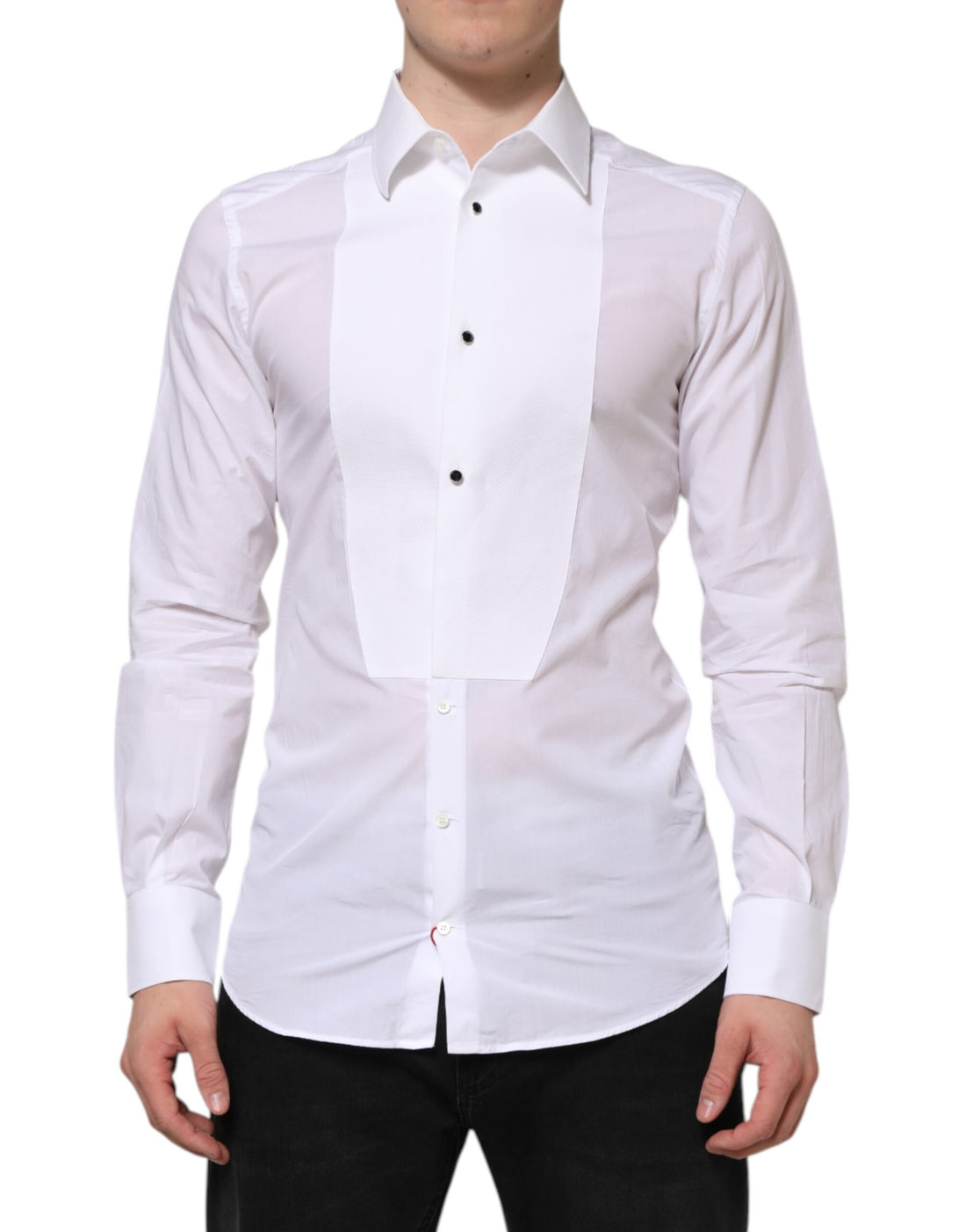 White Cotton GOLD Bib Poplin Formal Shirt