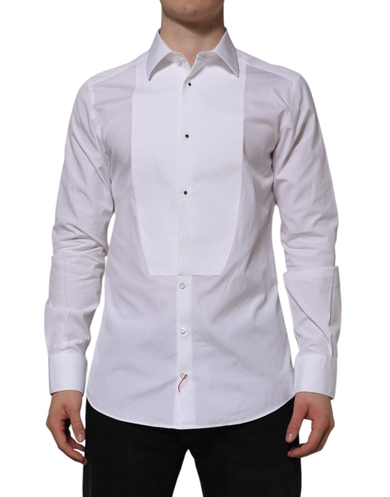 White Bib Cotton Popline GOLD Men Formal Shirt