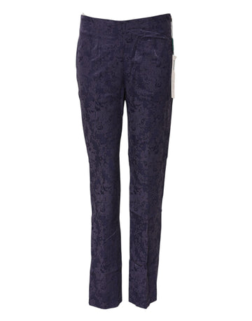 Purple Jacquard High Waisted Pants