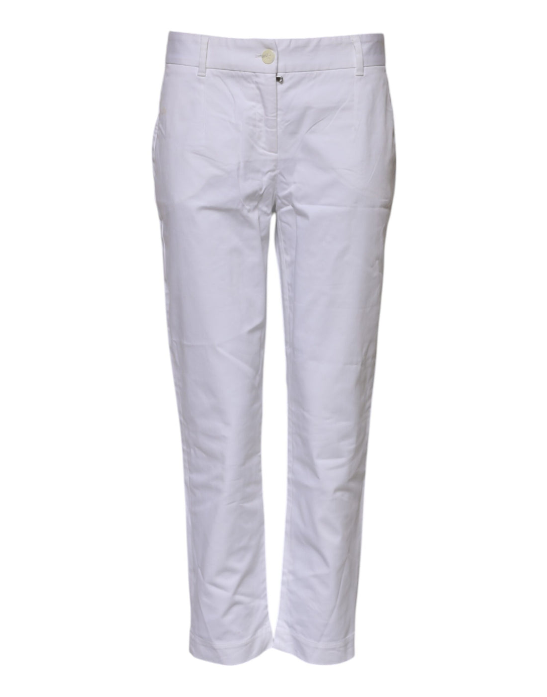 White Cotton Stretch Mid Waist Jeans