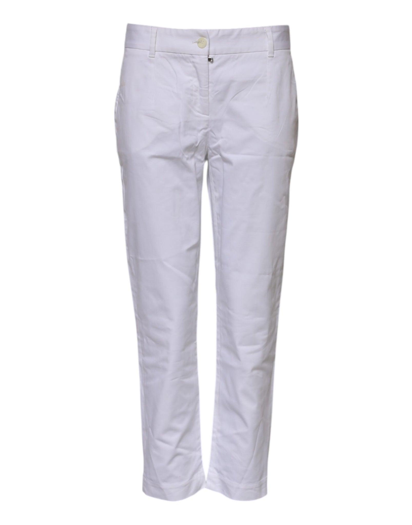 White Cotton Stretch Mid Waist Jeans