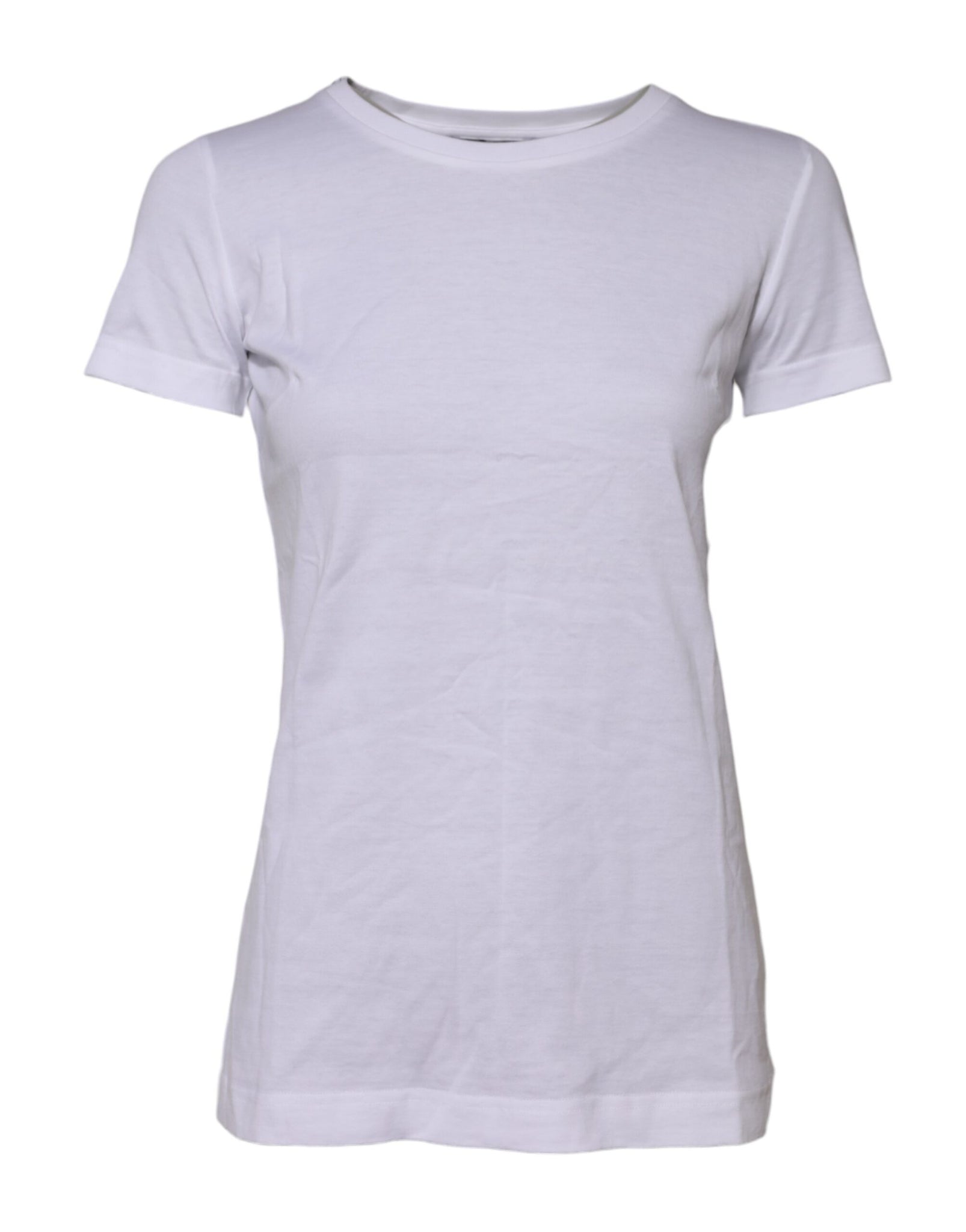 White Cotton Short Sleeves Round Neck T-shirt