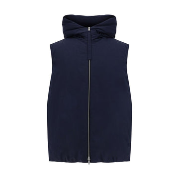 Blue Polyester Sleveless Jacket