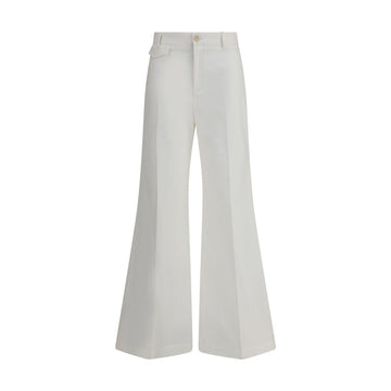 White Cotton Flared Pants