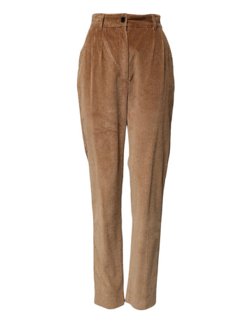 Brown Cotton Corduroy Tapered Pants