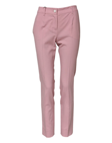 Pink Wool High Waist Tapered Pants
