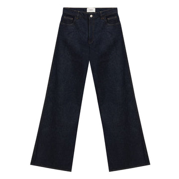 Blue Cotton High-Waisted Jean