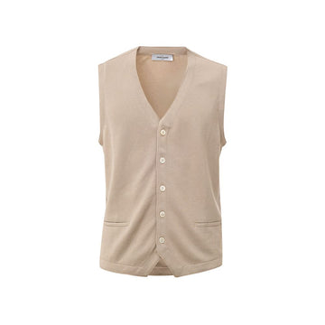 Beige Cotton Sleveless Jacket