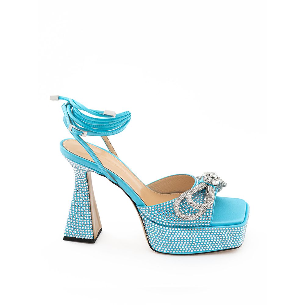 Blue Leather Platform Sandals