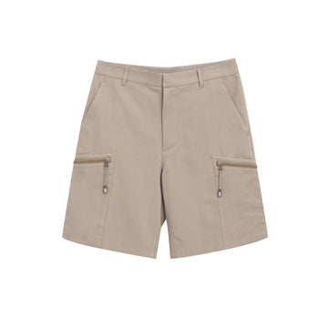Beige Cotton Cargo Shorts