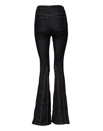 Black Cotton Mid Waist Bootcut Denim Jeans