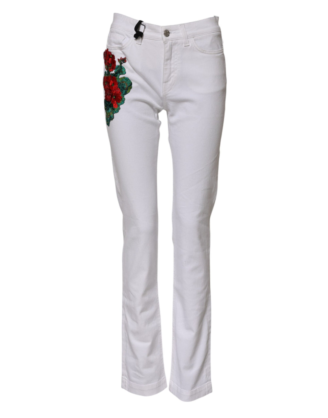 White Floral Embroidery GIRLY Denim Jeans